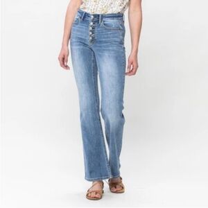 Judy Blue | Leilani Mid-Rise Button Fly Non-distressed Boot Cut Jeans - Sz 0/24